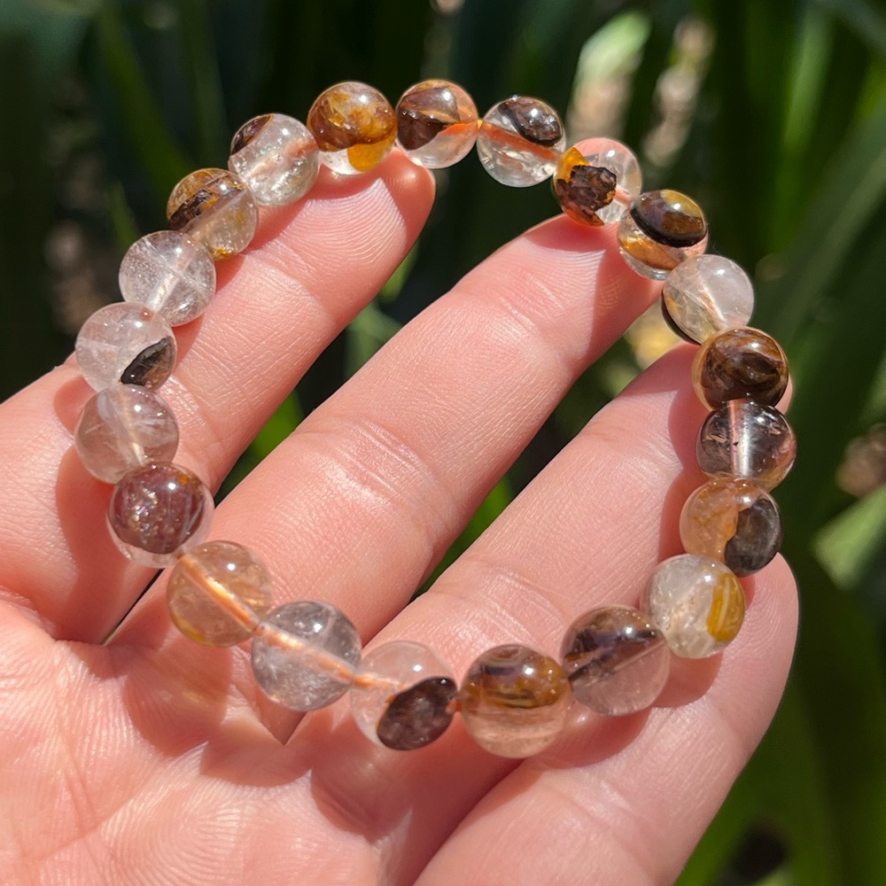 6.5 inches 9mm‎ stretchable brown golden healer bracelet
